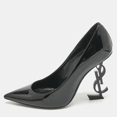 Pre-owned Saint Laurent Black Patent Leather Opyum Pumps Size 36.5