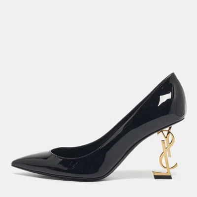 Pre-owned Saint Laurent Black Patent Leather Opyum Pumps Size 36.5