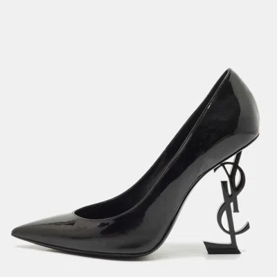 Pre-owned Saint Laurent Black Patent Leather Opyum Pumps Size 37