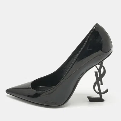 Pre-owned Saint Laurent Black Patent Leather Opyum Pumps Size 37