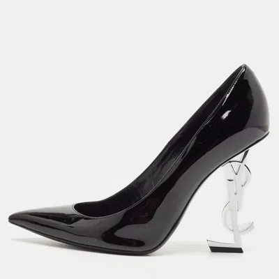 Pre-owned Saint Laurent Black Patent Leather Opyum Pumps Size 38