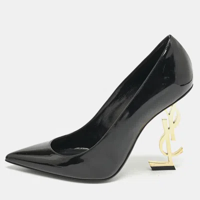 Pre-owned Saint Laurent Black Patent Leather Opyum Pumps Size 38