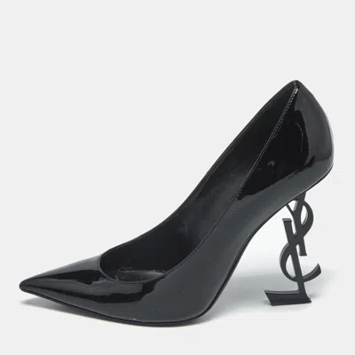 Pre-owned Saint Laurent Black Patent Leather Opyum Pumps Size 38