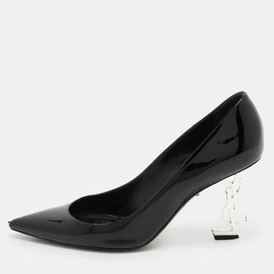 Pre-owned Saint Laurent Black Patent Leather Opyum Pumps Size 38