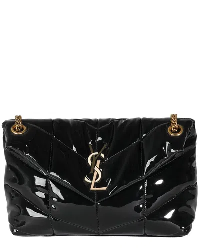Saint Laurent Black Patent Leather Small Lou Puffer Chain Bag (authentic Pre-  Loved)