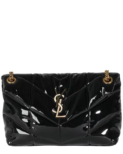 Saint Laurent Black Patent Leather Small Lou Puffer Chain Bag (authentic Pre-loved)