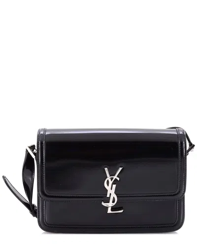 Pre-owned Saint Laurent Black Patent Leather Solferino Bag Medium (authentic Pre-loved)