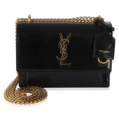 Pre-owned Saint Laurent Black Patent Monogram Small Sunset Bag