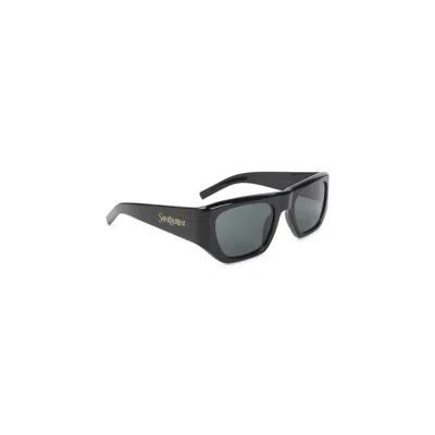 SAINT LAURENT BLACK PILLOWED SQUARE SUNGLASSES
