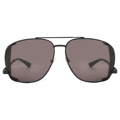 Pre-owned Saint Laurent Black Pilot Men's Sunglasses Sl 653 Leon Leather Spoiler 002 59