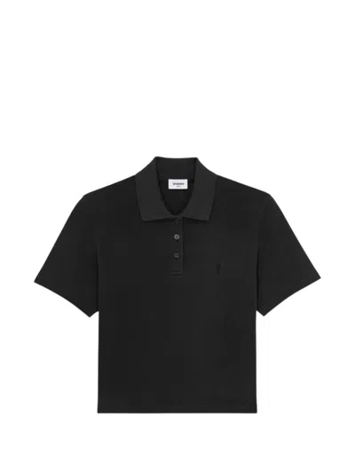 Saint Laurent Black Piquet Polo