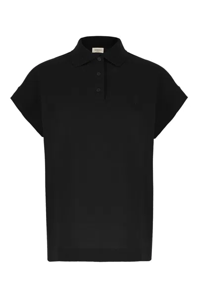 Saint Laurent Cotton Blend Polo Shirt With Logo In Black