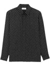 Saint Laurent Shirt In Dotted Shiny And Matte Silk In Black