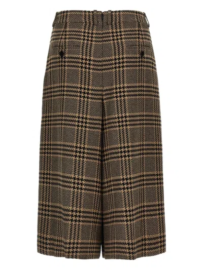 Saint Laurent Black Prince Of Wales Trousers In Brown