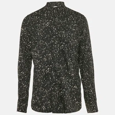 Pre-owned Saint Laurent Black Print Crepe Full Sleeve Shirt Xl