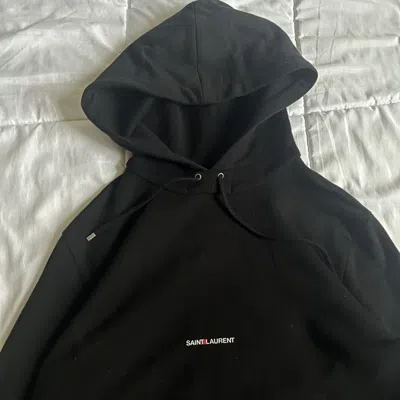 Pre-owned Saint Laurent Black Print Logo Hoodie