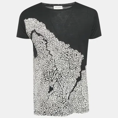 Pre-owned Saint Laurent Black Printed Cotton T-shirt S