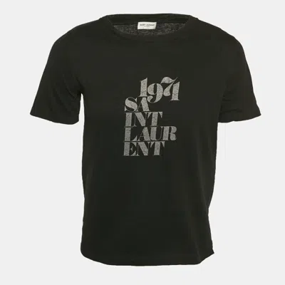 Pre-owned Saint Laurent Black Printed Jersey T-shirt Xs