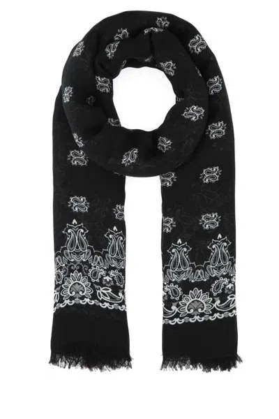 SAINT LAURENT BLACK PRINTED SCARF