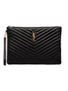 Saint Laurent Black Quilted Clutch In Black