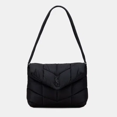 Pre-owned Saint Laurent Black Quilted Econyl Nylon Lou Puffer Messenger Bag