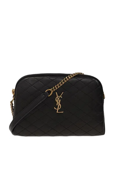 Saint Laurent Black Quilted Gaby Pouch Handbag With Ysl Monogram