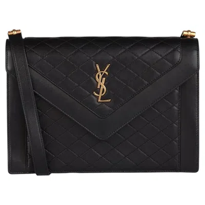 Pre-owned Saint Laurent Black Quilted Lambskin Leather Gaby Envelope Satchel