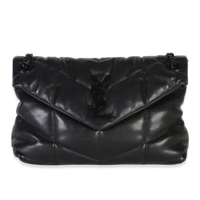 Pre-owned Saint Laurent Black Quilted Lambskin Small Loulou Puffer Chain Satchel