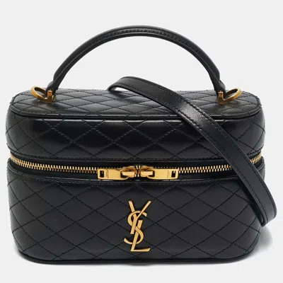 Pre-owned Saint Laurent Black Quilted Leather Gaby Vanity Bag