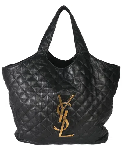 Saint Laurent Black Quilted Leather Maxi Icare Shopping Tote (authentic Pre-loved)