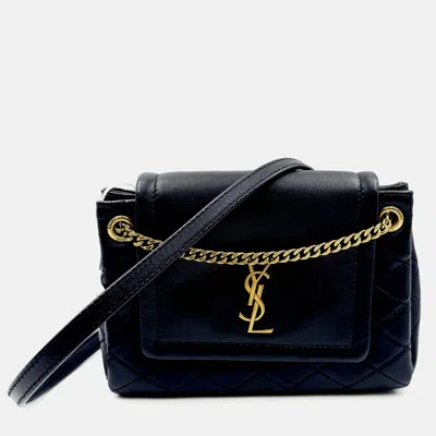Pre-owned Saint Laurent Black Quilted Leather Mini Nolita Shoulder Bag