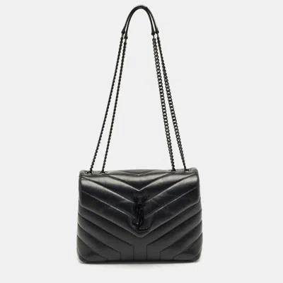 Pre-owned Saint Laurent Black Quilted Leather Small Loulou Shoulder Bag