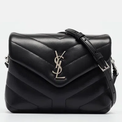 Pre-owned Saint Laurent Black Quilted Leather Toy Loulou Crossbody Bag
