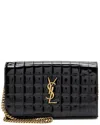 Saint Laurent Black Quilted Patent Leather Monogram Cassandre Chain Wallet  (authentic Pre-loved) In Black