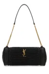 Saint Laurent Women Black Raffia And Leather Cassandre Shoulder Bag In Black
