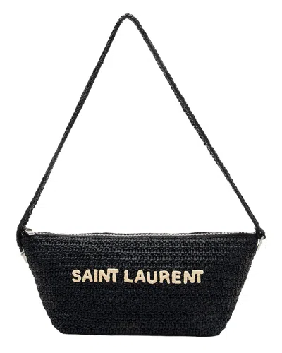 Pre-owned Saint Laurent Black Raffia Le Tuc Shoulder Bag (authentic Pre-loved)