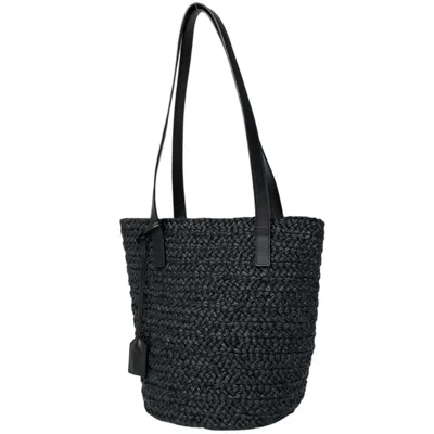 Pre-owned Saint Laurent Black Raffia Leather Tote Bag ()