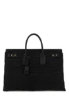 Saint Laurent Black Raffia Medium Sac De Jour Shopping Bag In Neronero
