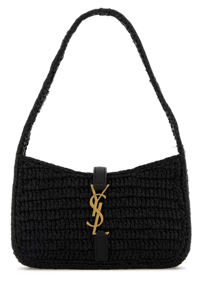 Saint Laurent Black Raffia Mini Le 5 Ã 7 Handbag