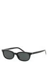 Saint Laurent Black Rectangular Sunglasses In Red
