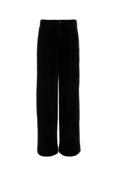 Saint Laurent Pantalone In Velluto Nero  Uomo In Black