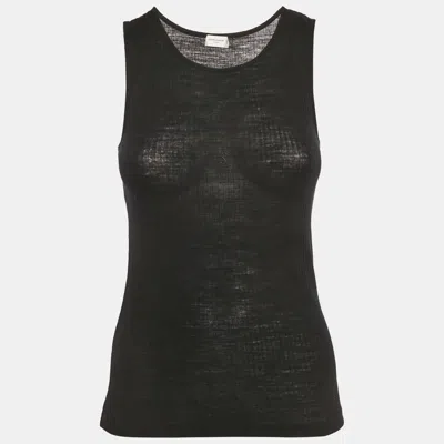 Pre-owned Saint Laurent Black Rib Knit Tank Top Xs