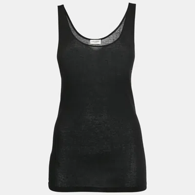 Pre-owned Saint Laurent Black Rib Knit Tank Top Xs
