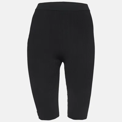Pre-owned Saint Laurent Black Ribbed Stretch-knit Shorts S