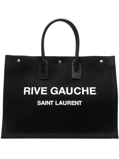 SAINT LAURENT BLACK RIVE GAUCHE TOTE BAG