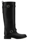 Saint Laurent Biork Leather Buckle Biker Boots In Black