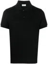 Saint Laurent Men's Piquet Cotton Polo Shirt In Black