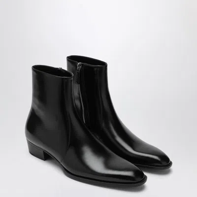 SAINT LAURENT BLACK ROMAN BOOTS IN SMOOTH LEATHER