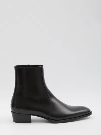 SAINT LAURENT SAINT LAURENT BLACK ROMAN BOOTS IN SMOOTH LEATHER