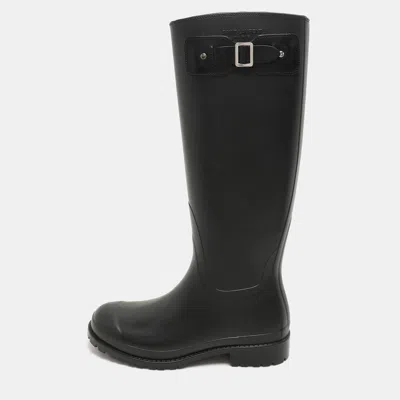 Pre-owned Saint Laurent Black Rubber Wellington Rain Boots Size 36